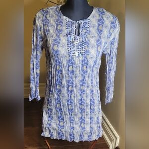 Blue Crimped Blouse